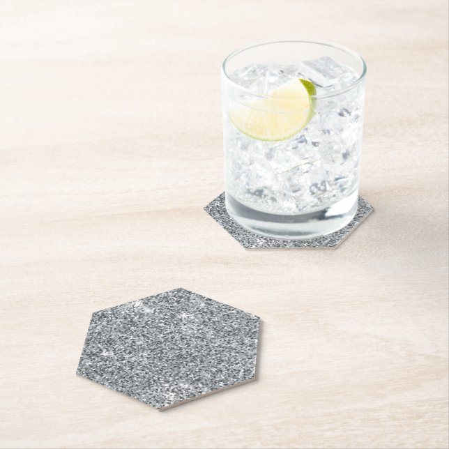 Silver Stone Gary Gold Marble Purple Glitter Paper Coaster (Insitu)