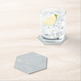 Silver Stone Gary Gold Marble Purple Glitter Paper Coaster