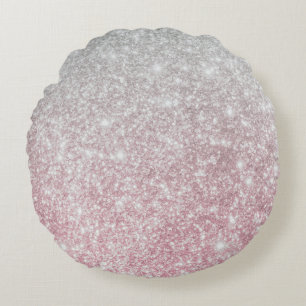Silver Stone Gary Gold Marble Purple Glitter Round Pillow