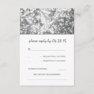 silver string lights wedding RSVP cards