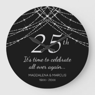 Silver String Wedding Anniversary Large Clock