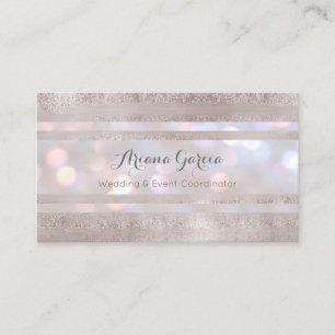 Silver Stripe Bokeh Event Planner Business Card