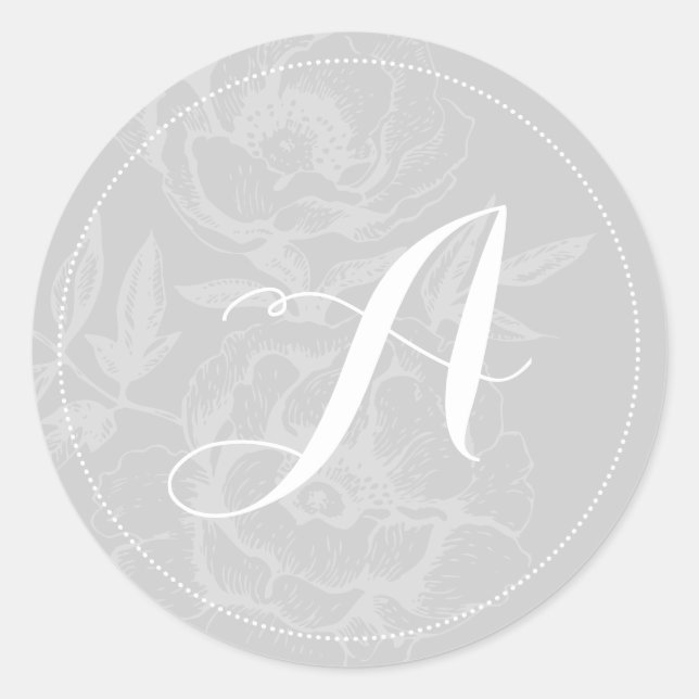 Silver Stripe Monogram Wedding Stickers (Front)