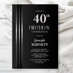 Silver Striped Black Grey 40th Birthday Party Invitation<br><div class="desc">Invite your friends and loved ones to your birthday celebration with this modern silver striped black and grey 40th birthday party invitation. The customizable text area in this invitation template allows you to include all the necessary details for your special birthday celebration, including the date, time, venue, and RSVP information....</div>