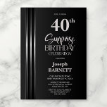 Silver Striped Black Grey 40th Surprise Birthday Invitation<br><div class="desc">Make the surprise unforgettable with this stylish silver striped black and grey surprise 40th birthday party invitation. The customizable text templates allow you to add the name of the honored guest, the secret party details, and the venue with ease. Your guest of honor will be in for a night of...</div>