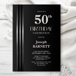 Silver Striped Black Grey 50th Birthday Party Invitation<br><div class="desc">Invite your friends and loved ones to your birthday celebration with this modern silver striped black and grey 50th birthday party invitation. The customizable text area in this invitation template allows you to include all the necessary details for your special birthday celebration, including the date, time, venue, and RSVP information....</div>
