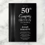 Silver Striped Black Grey 50th Surprise Birthday Invitation<br><div class="desc">Make the surprise unforgettable with this stylish silver striped black and grey surprise 50th birthday party invitation. The customizable text templates allow you to add the name of the honored guest, the secret party details, and the venue with ease. Your guest of honor will be in for a night of...</div>