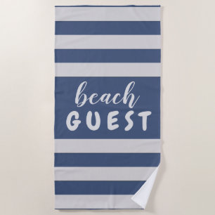 Silver Stripes Custom Text Beach GUEST Beach Towel
