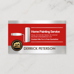 Silver Stripes Roller Paint Brush Painting Service Business Card