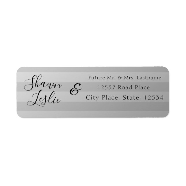 Silver Stripes Wedding Return Address Label (Front)