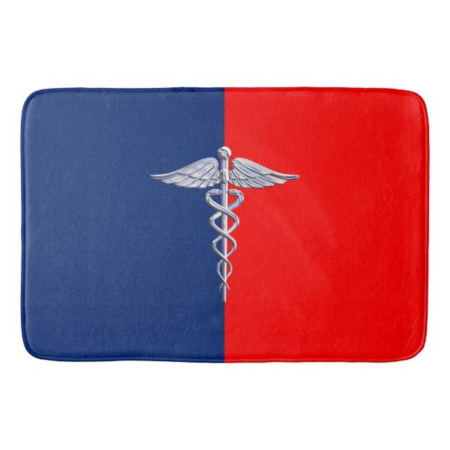 Silver Style Caduceus Medical Symbol League Bath Mat (Front)