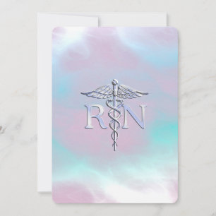 Silver Style RN Caduceus Medical Mother Pearl