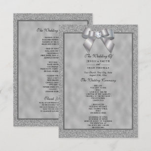 Silver & Stylish Glitter Wedding Program
