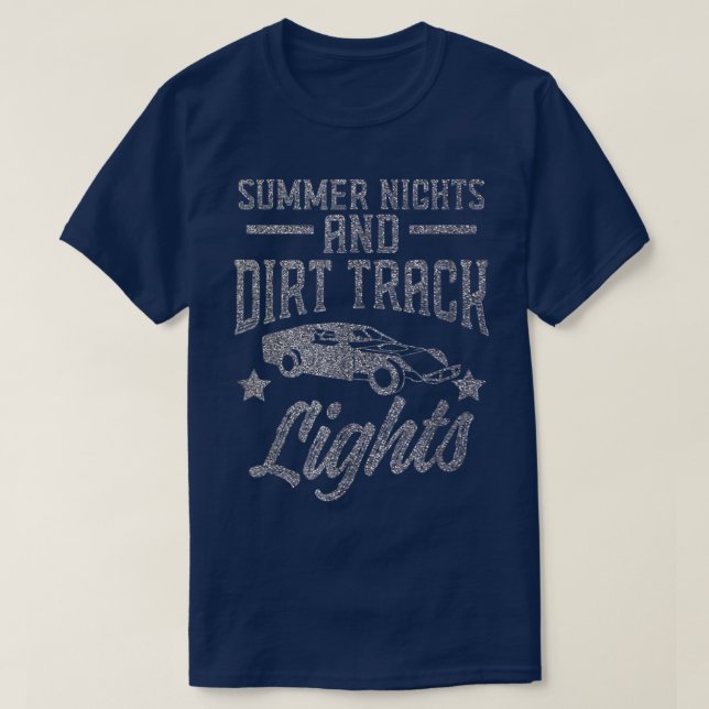 Silver Summer Nights Dirt Track Lights Fun Racing  T-Shirt (Design Front)