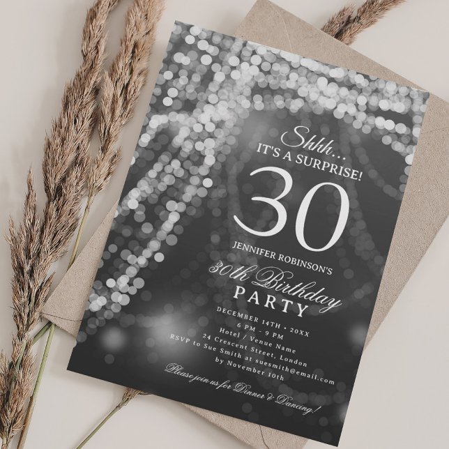 Silver | Surprise 30th Birthday Party  Invitation (Silver | Surprise 30th Birthday Party Invitation)