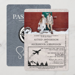 Silver Sweden Passport Wedding Invitation