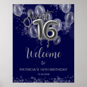 Silver Sweet 16 Ballons Royal Blue Affiche de bien