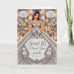 Silver Sweet 16 Celebration Thank You Card