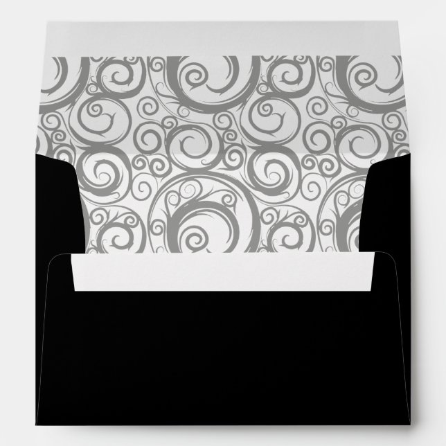 Silver Swirl Black Envelope (Back (Bottom))