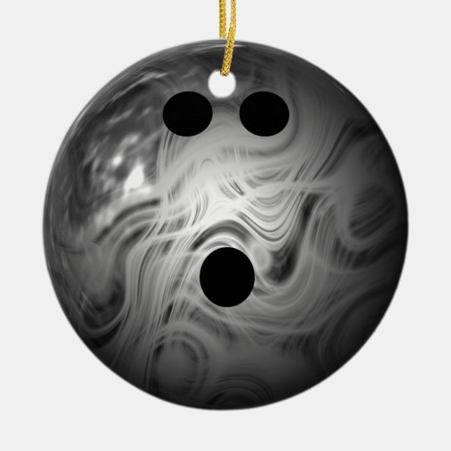 Silver Swirl Bowling Ball Ceramic Ornament (Front)
