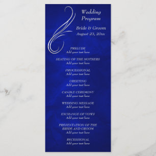 Silver Swirl Bright Blue Wedding Program