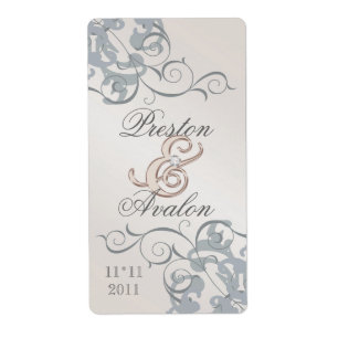 Silver Swirl Champagne Jewelled  Wine Label