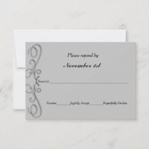 Silver Swirls Wedding RSVP or Party Invitation