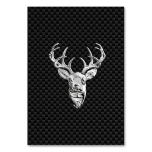 Silver Symbolic Deer on Carbon Fibre Style Print Table Number