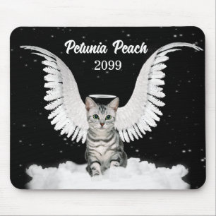 Silver Tabby Angel Cat with Wings and Halo Mouse Pad