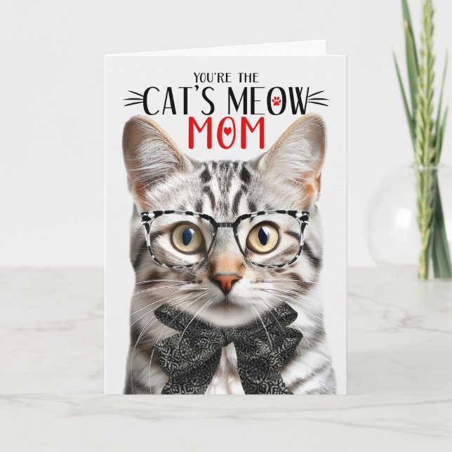 Silver Tabby Cat for Mom on Mother's Day Holiday Card (Front)