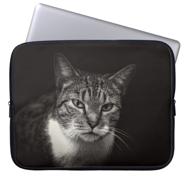 SILVER TABBY CAT LAPTOP SLEEVE (Front)