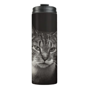 SILVER TABBY CAT THERMAL TUMBLER