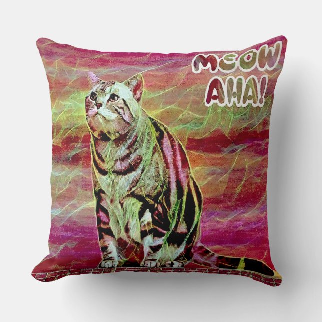 Silver Tabby Cat Throw Pillow (Front)