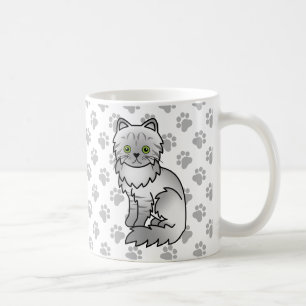 Silver Tabby Chinchilla Grey Persian Cartoon Cat Coffee Mug