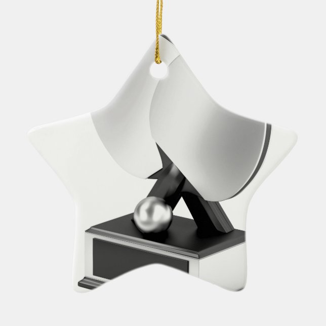 Silver table tennis trophy ceramic ornament (Front)