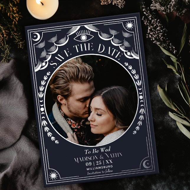 Silver Tarot Gothic Wedding Photo Save the Date (Creator Uploaded)