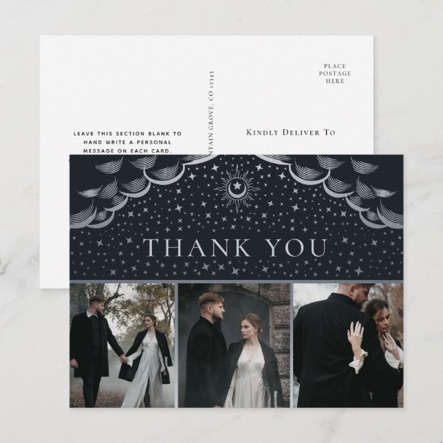 Silver Tarot Wedding Thank You Photo Postcard (Front/Back)