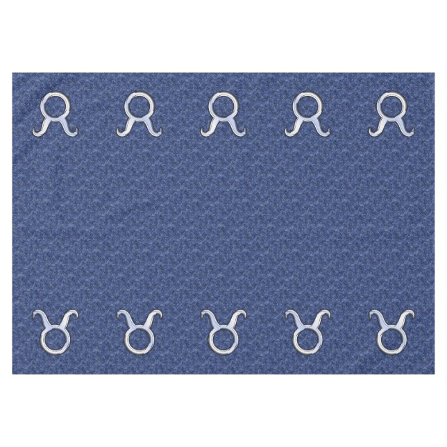 Silver Taurus Zodiac Sign Navy Blue Digital Camo Tablecloth (Front (Horizontal))