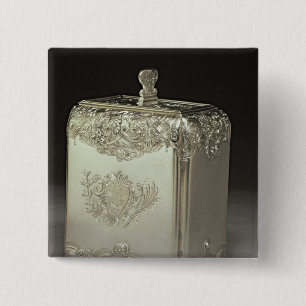 Silver tea canister by Paul de Lamerie 2 Inch Square Button