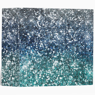 Silver Teal Blue Glitter Look Binder
