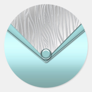 Silver Teal Blue Zebra Stickers
