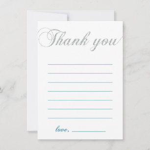 Silver & Teal   Modern Boy Party Thank You Note Card