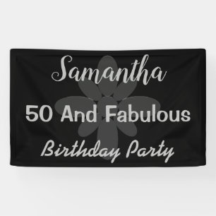 Silver Text Fifty And Fabulous Birthday Banner