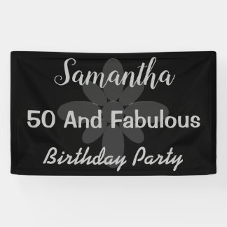 Silver Text Fifty And Fabulous Birthday Banner