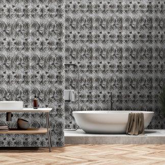 Silver Textured Ornamental Floral Pattern Wallpaper
