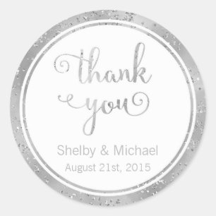 Silver Thank You Custom Text Personalized Sticker