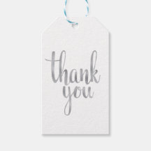 Silver thank you favour tags, foil font