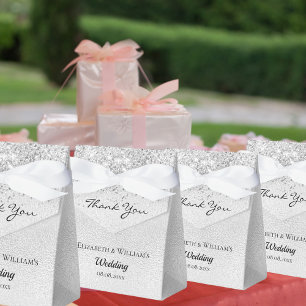 Silver thank you wedding favor box