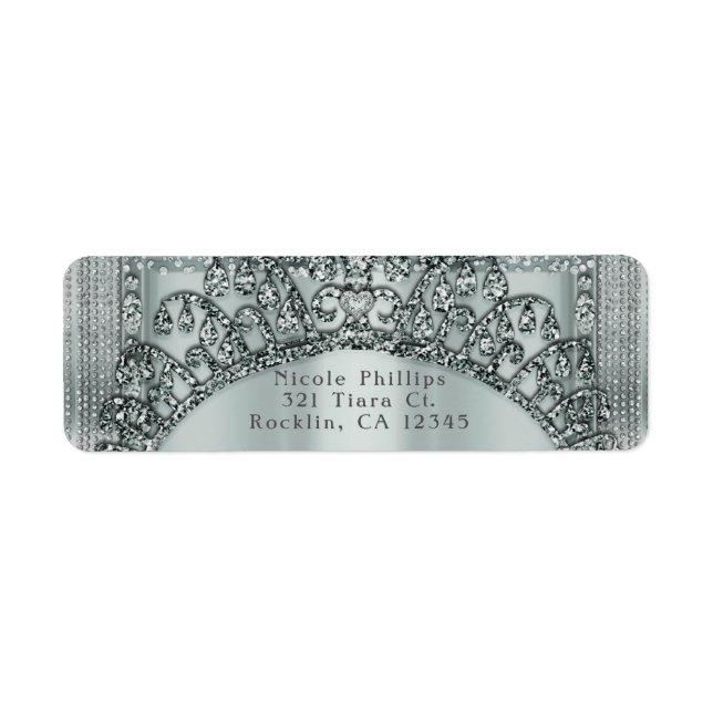 Silver Tiara Crown & Diamond Bling Invitation (Front)