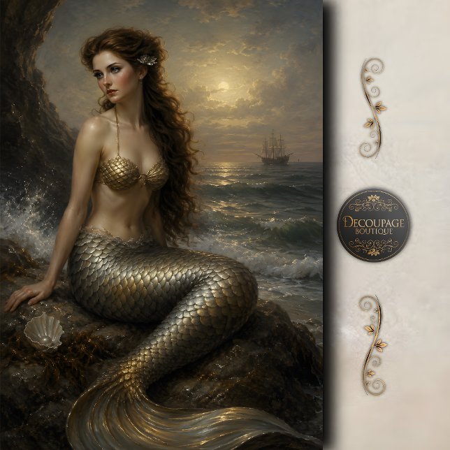Silver Tide Mermaid Decoupage Tissue Paper (Silver Tide Mermaid Decoupage Tissue Paper)